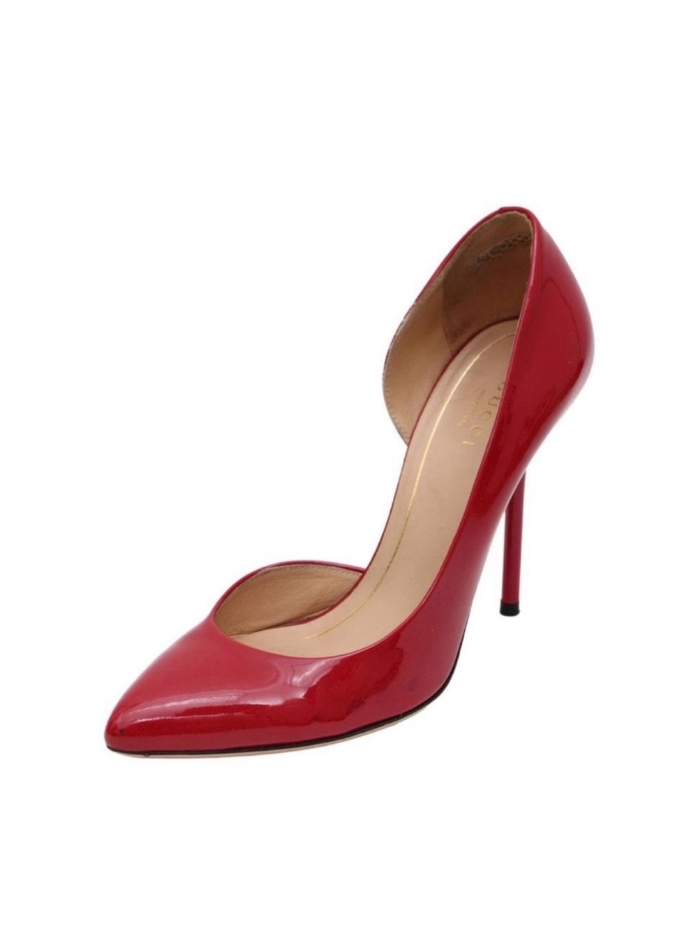 Gucci Red Patent Leather Pointed Toe D'orsay Pumps Size 36. 41/2” heel - Picture 3 of 4